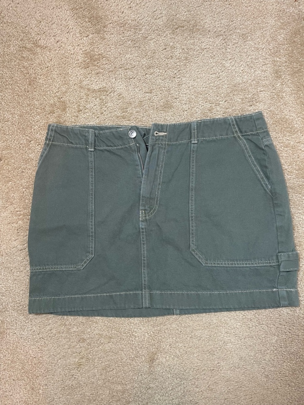 Mango Olive Green Utility Mini Skirt